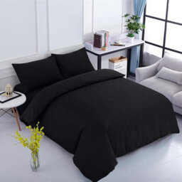 Ameha Plain Reversible Black Duvet Cover Set 3-Piece Double Size Anti Allergic Bedding Cover (200 X 200 Cm) With Matching Pillowcase - thumbnail 9