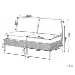 Wyld And Coco Outsunny Outdoor 2-Seater Beige Pe Rattan Sofa With Cushions, Modular Design, Powder-Coated Steel Frame - thumbnail 4