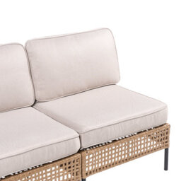 Wyld And Coco Outsunny Outdoor 2-Seater Beige Pe Rattan Sofa With Cushions, Modular Design, Powder-Coated Steel Frame - thumbnail 7