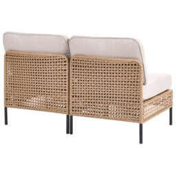 Wyld And Coco Outsunny Outdoor 2-Seater Beige Pe Rattan Sofa With Cushions, Modular Design, Powder-Coated Steel Frame - thumbnail 5