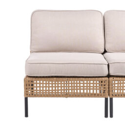 Wyld And Coco Outsunny Outdoor 2-Seater Beige Pe Rattan Sofa With Cushions, Modular Design, Powder-Coated Steel Frame - thumbnail 6