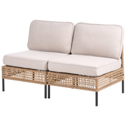 Wyld And Coco Outsunny Outdoor 2-Seater Beige Pe Rattan Sofa With Cushions, Modular Design, Powder-Coated Steel Frame - thumbnail 3