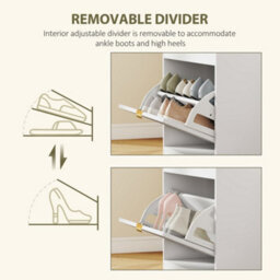 Wyld Haus Baniri White Shoe Storage Bench With Grey Padded Seat And Flip Drawer - L60 X D26 X H52.5Cm - thumbnail 7