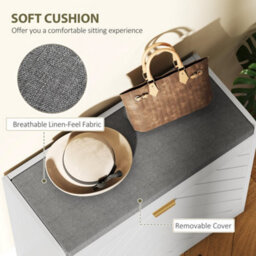Wyld Haus Baniri White Shoe Storage Bench With Grey Padded Seat And Flip Drawer - L60 X D26 X H52.5Cm - thumbnail 8