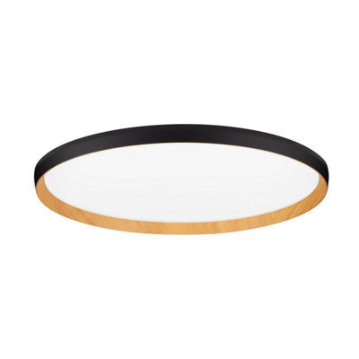 Luminosa Lighting Luminosa Vomos 60Cm Flush Ceiling Light Sandy Black, Wood Triac Dimmable Led 55W 4760Lm 2700-3000-4000K Cct - image 1