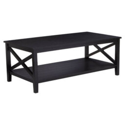 Orsina Black Coffee Table, Wood Table For Coffee And Outdoor With Bottom Shelf, Pine Wood & Mdf Tea Table - thumbnail 2
