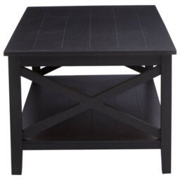 Orsina Black Coffee Table, Wood Table For Coffee And Outdoor With Bottom Shelf, Pine Wood & Mdf Tea Table - thumbnail 3