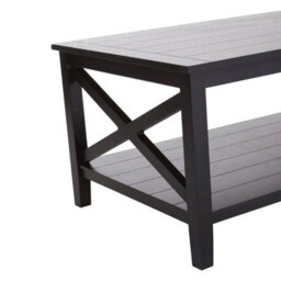 Orsina Black Coffee Table, Wood Table For Coffee And Outdoor With Bottom Shelf, Pine Wood & Mdf Tea Table - thumbnail 5