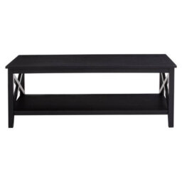 Orsina Black Coffee Table, Wood Table For Coffee And Outdoor With Bottom Shelf, Pine Wood & Mdf Tea Table - thumbnail 1