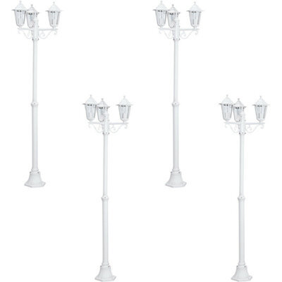 4 Pack Of Ip44 Outdoor White Aluminium Lanterns - Modern 3 Arm Bollard Lights - image 1