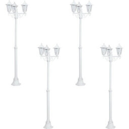 4 Pack Of Ip44 Outdoor White Aluminium Lanterns - Modern 3 Arm Bollard Lights - thumbnail 1