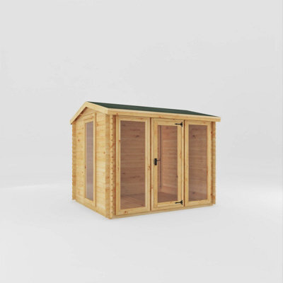 Mercia 3 X 2.5 M Reverse Apex Log Cabin - 19 mm - Timber - L263.7 X W302.4 X H253.4 Cm - Brown - image 1