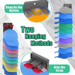 2 Pack Wall-Mounted Hat Racks With Integrated Spring Clips For Up To 20 Hats, Multi-Layer Rack - thumbnail 4