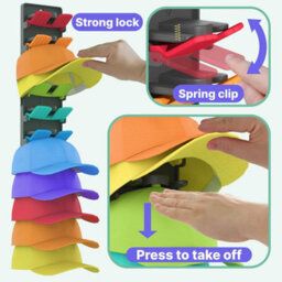 2 Pack Wall-Mounted Hat Racks With Integrated Spring Clips For Up To 20 Hats, Multi-Layer Rack - thumbnail 2