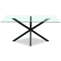 Wyld Haus Saignon Rectangular Glass Dining Table With Cross X Matte Black Metal Legs - thumbnail 3