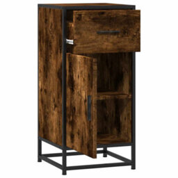 Berkfield Sideboard Smoked Oak 35.5X35X76 Cm Engineered Wood And Metal - thumbnail 5
