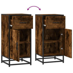 Berkfield Sideboard Smoked Oak 35.5X35X76 Cm Engineered Wood And Metal - thumbnail 8