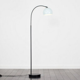Valuelights Designer Style Black Curved Stem Floor Lamp With Gloss Pale Blue Metal Dome Light Shade - thumbnail 2