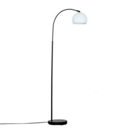 Valuelights Designer Style Black Curved Stem Floor Lamp With Gloss Pale Blue Metal Dome Light Shade - thumbnail 1