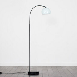 Valuelights Designer Style Black Curved Stem Floor Lamp With Gloss Pale Blue Metal Dome Light Shade - thumbnail 4