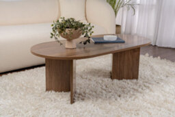 Decortie Sable Modern 119Cm Oval Coffee Table Scandi Japandi Style Floor Protectors Natural Walnut Effect Living Room Centre Table - thumbnail 5