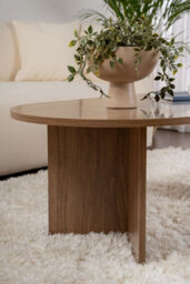 Decortie Sable Modern 119Cm Oval Coffee Table Scandi Japandi Style Floor Protectors Natural Walnut Effect Living Room Centre Table - thumbnail 4