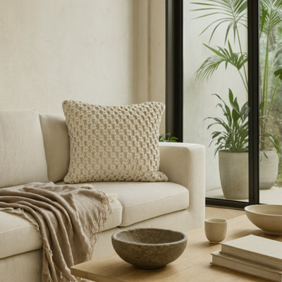 Wyld Haus Set Of 2 Riomaggiore Natural White Macrame Cushion Covers 450 X 450 mm - image 1