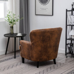 Faux Leather Suede Brown Buttoned Ava Accent Chair - thumbnail 8