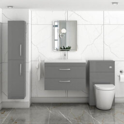 Royal Bathrooms Turin Indigo Grey Gloss 800mm Wall Hung Vanity Unit 2 Drawer With Mid-Edge Basin Sink - thumbnail 2