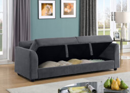 Mattress Guru Verona 3-Seater Clic Clac Sofabed, Ribbed Fabric, Large Hidden Storage, Space Saving Sofa, With Pocket Spring Seats, Grey - thumbnail 2