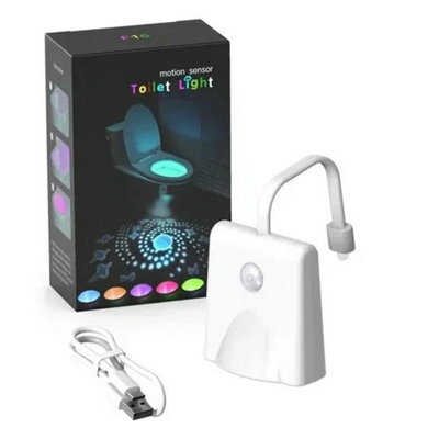 Rechargeable Toilet Bowl Night Light 16 Colour Led Pir Sensor Usb C - image 1