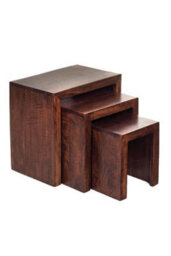 Southborough Mango Nest Of 3 Solid Wood Tables Deep Walnut - thumbnail 2