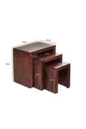 Southborough Mango Nest Of 3 Solid Wood Tables Deep Walnut - thumbnail 7