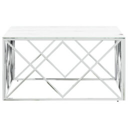 Berkfield Coffee Table Silver 80X80X40 Cm Stainless Steel And Glass - thumbnail 3