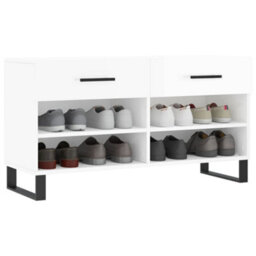 Berkfield Shoe Bench High Gloss White 102X35X55 Cm Engineered Wood - thumbnail 3