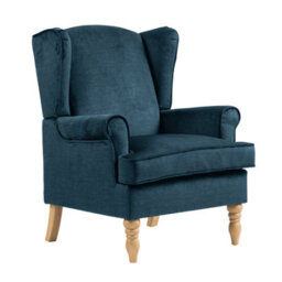 Home Source Helena Fabric Dark Blue Wingback Occasional Armchair - thumbnail 8