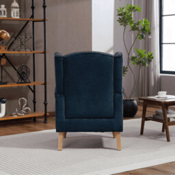 Home Source Helena Fabric Dark Blue Wingback Occasional Armchair - thumbnail 4