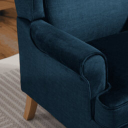 Home Source Helena Fabric Dark Blue Wingback Occasional Armchair - thumbnail 6