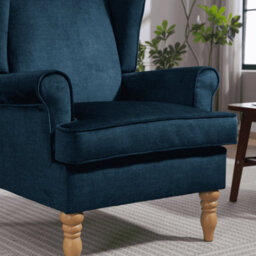 Home Source Helena Fabric Dark Blue Wingback Occasional Armchair - thumbnail 5