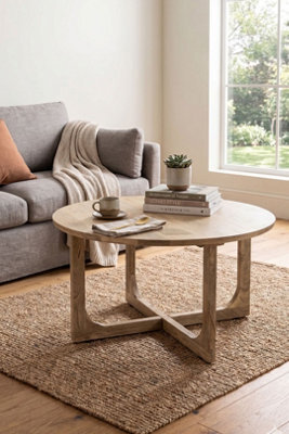Bathwick Natural Solid Mango Wooden Round Coffee Table - image 1