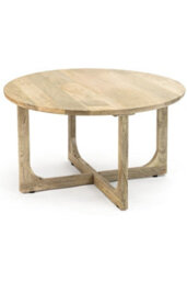 Bathwick Natural Solid Mango Wooden Round Coffee Table - thumbnail 3