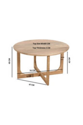 Bathwick Natural Solid Mango Wooden Round Coffee Table - thumbnail 4