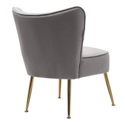 Living And Home Grey Velvet Effect Chair,wing Back Accent Chair Lounge Chair With Metal Legs - thumbnail 4