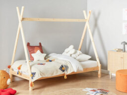 Beliani Kids Bed Teepee Pine Wood Devay 90 X 200 Cm (Eu Single) Light Brown - thumbnail 2