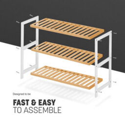 Keplin 3 Tier Natural Bamboo Shoe Rack Easy Assembly & Strong Design Shelf Organiser - thumbnail 5