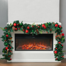 Living And Home 2.7M Artificial Pinecone Ball Bow Christmas Garland Home Xmas Decor With Led Light String - thumbnail 2