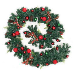 Living And Home 2.7M Artificial Pinecone Ball Bow Christmas Garland Home Xmas Decor With Led Light String - thumbnail 4