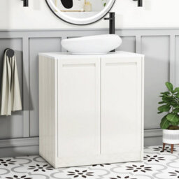 Royal Bathrooms Royal Bathroom Elmore 700mm Classic White Freestanding Bathroom Vanity Unit 2 Door Plain White Worktop With Nova Basin - thumbnail 1