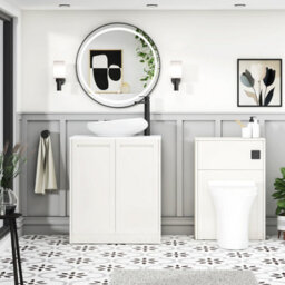 Royal Bathrooms Royal Bathroom Elmore 700mm Classic White Freestanding Bathroom Vanity Unit 2 Door Plain White Worktop With Nova Basin - thumbnail 5