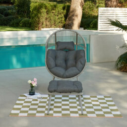 Home Detail Antigua Egg Chair With Footstool, Dark Grey - thumbnail 2